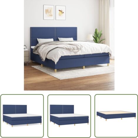 The Living Store Boxspringbett mit Matratze Blau 200x200 cm Stoff - Boxspringbett - Doppelbett - Schlafraum - Blau - Bettsofa