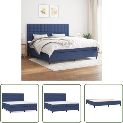 The Living Store Boxspringbett mit Matratze Blau 200x200 cm Stoff - Boxspringbett - Doppelbett - Schlafsystem - Bettenrahmen - Blau