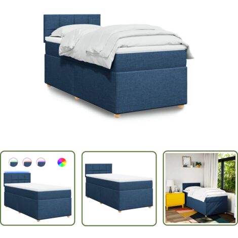 The Living Store Boxspringbett mit Matratze Blau 90x190 cm Stoff - Boxspringbett - Doppelbett - Schlafsystem - Bettenrahmen - Liegefläche 90x190 Cm