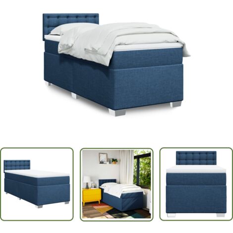 The Living Store Boxspringbett mit Matratze Blau 90x190 cm Stoff - Boxspringbett - Doppelbett - Schlafsystem - Bettsofa - Blau