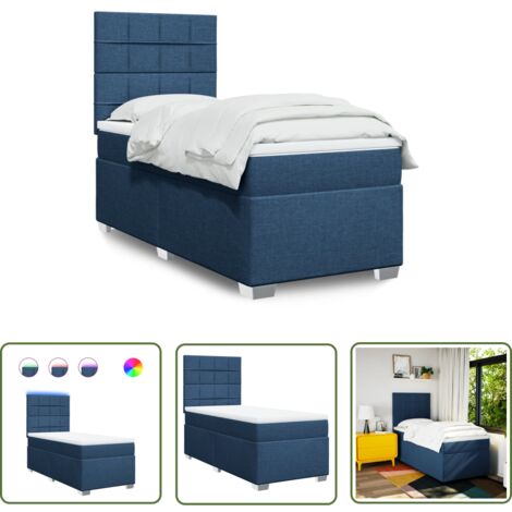The Living Store Boxspringbett mit Matratze Blau 90x200 cm Stoff - Boxspringbett - Doppelbett - Schlafsystem - Bettenrahmen - Liegefläche 90x200 Cm