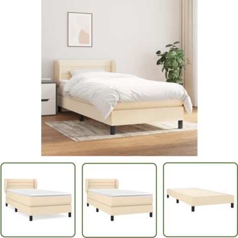 The Living Store Boxspringbett mit Matratze Creme 100x200 cm Stoff - Boxspringbett - Betten - Schlafräume - Cremefarbenes Bett - Doppelbett