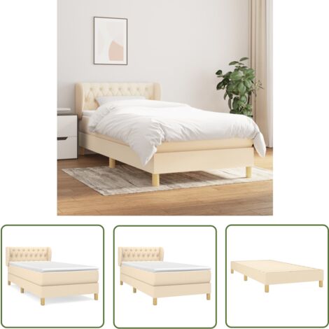 The Living Store Boxspringbett mit Matratze Creme 100x200 cm Stoff - Boxspringbett - Betten - Schlafräume - Cremefarbenes Bett - Doppelbett