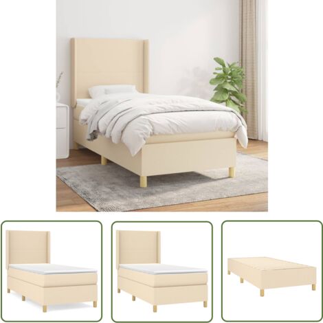 The Living Store Boxspringbett mit Matratze Creme 100x200 cm Stoff - Boxspringbett - Betten - Schlafräume - Cremefarbenes Bett - Massivholzbette