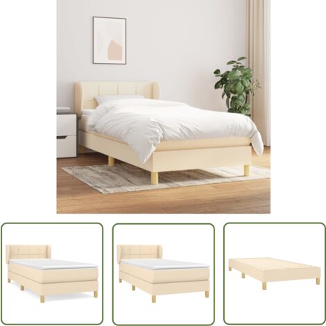 The Living Store Boxspringbett mit Matratze Creme 100x200 cm Stoff - Boxspringbett - Betten - Schlafräume - Cremefarbenes Bett - Massivholzbette