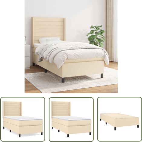 The Living Store Boxspringbett mit Matratze Creme 100x200 cm Stoff - Boxspringbett - Doppelbett - Cremefarbenes Bett - Bettrahmen - Lattenrost