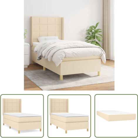 The Living Store Boxspringbett mit Matratze Creme 100x200 cm Stoff - Boxspringbett - Doppelbett - Cremefarbenes Bett - Bettrahmen - Lattenrost