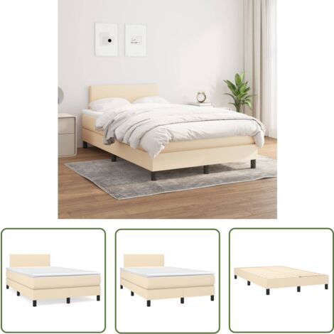 The Living Store Boxspringbett mit Matratze Creme 120x200 cm Stoff - Boxspringbett - Betten - Schlafräume - Cremefarbenes Bett - Doppelbett