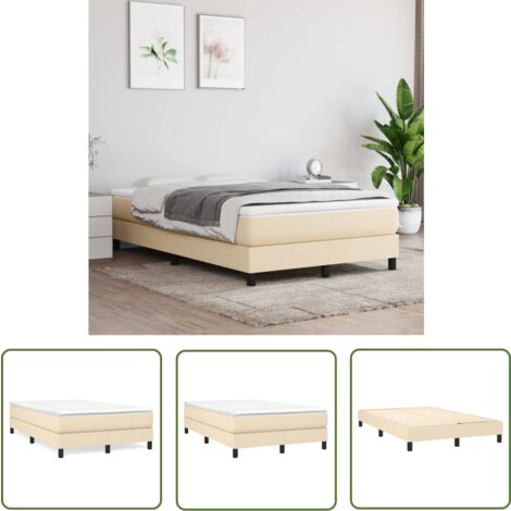 The Living Store Boxspringbett mit Matratze Creme 120x200 cm Stoff - Boxspringbett - Doppelbett - Bettauflage - Matratze - Cremefarbenes Bett