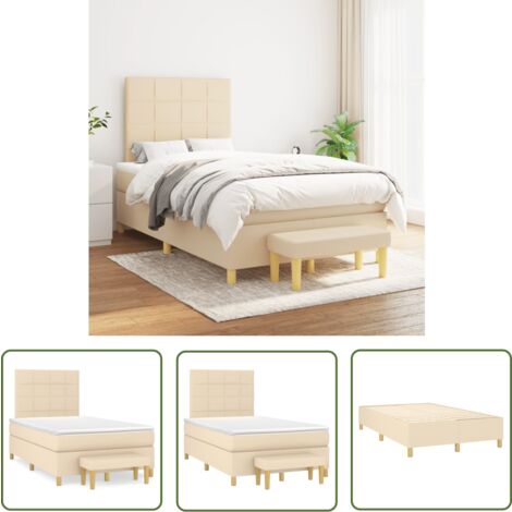 The Living Store Boxspringbett mit Matratze Creme 120x200 cm Stoff - Boxspringbett - Doppelbett - Cremefarbenes Bett - Bettenrahmen - Matratze