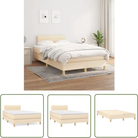 The Living Store Boxspringbett mit Matratze Creme 120x200 cm Stoff - Boxspringbett - Doppelbett - Cremefarbenes Bett - Bettrahmen - Matratze