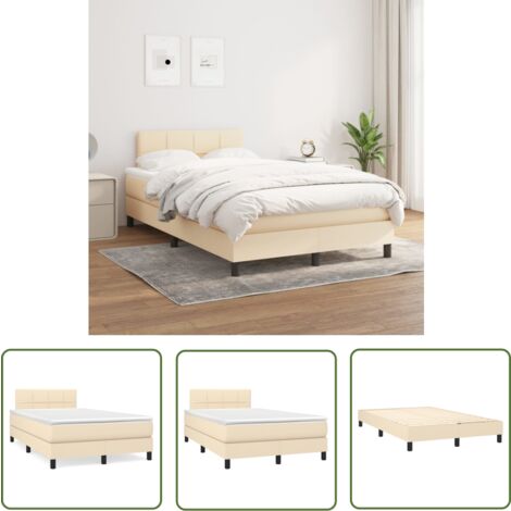 The Living Store Boxspringbett mit Matratze Creme 120x200 cm Stoff - Boxspringbett - Doppelbett - Cremefarbenes Bett - Bettrahmen - Matratze