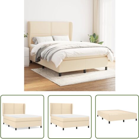 The Living Store Boxspringbett mit Matratze Creme 140x200 cm Stoff - Boxspringbett - Doppelbett - Cremefarbenes Bett - Bettrahmen - Lattenrost