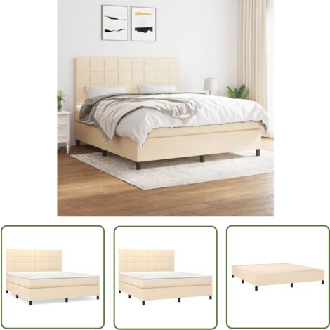 The Living Store Boxspringbett mit Matratze Creme 160x200 cm Stoff - Boxspringbett - Betten - Schlafräume - Cremefarbenes Bett - Doppelbett