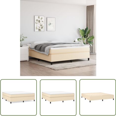 The Living Store Boxspringbett mit Matratze Creme 160x200 cm Stoff - Boxspringbett - Doppelbett - Cremefarbenes Bett - Bettenrahmen - Matratze