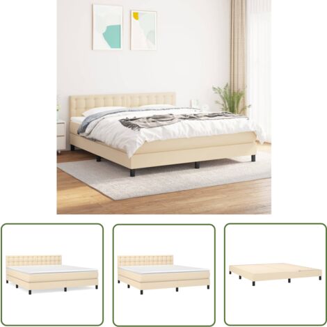 The Living Store Boxspringbett mit Matratze Creme 180x200 cm Stoff - Boxspringbett - Doppelbett - Cremefarbenes Bett - Bettrahmen - Matratze