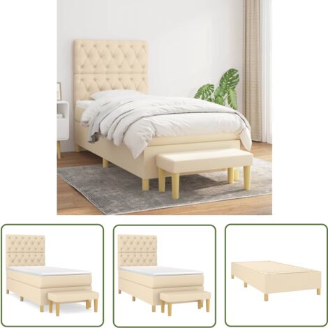 The Living Store Boxspringbett mit Matratze Creme 80x200 cm Stoff - Boxspringbett - Doppelbett - Cremefarbenes Bett - Bettsofa - Schlafsystem