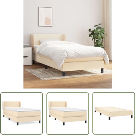 The Living Store Boxspringbett mit Matratze Creme 90x190 cm Stoff - Boxspringbett - Betten - Schlafräume - Cremefarbenes Bett - Doppelbett