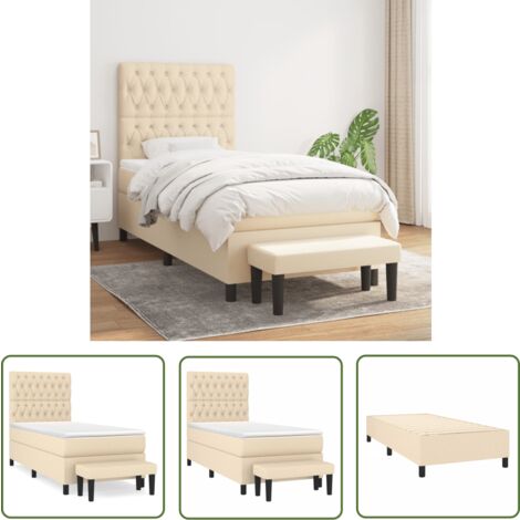 The Living Store Boxspringbett mit Matratze Creme 90x190 cm Stoff - Boxspringbett - Betten - Schlafräume - Cremefarbenes Bett - Doppelbett