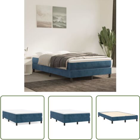 The Living Store Boxspringbett mit Matratze Dunkelblau 120x200 cm Samt - Samtbett - Boxspringbett - Doppelbett - Bettauflage - Matratze