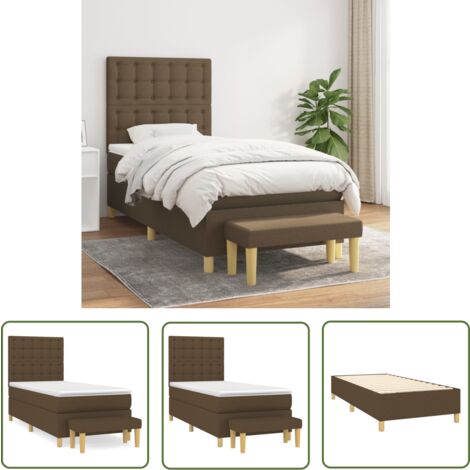 The Living Store Boxspringbett mit Matratze Dunkelbraun 100x200 cm Stoff - Boxspringbett - Doppelbett - Bett Mit Matratze - Bettenrahmen - Schlafsofa