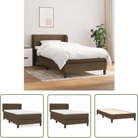 The Living Store Boxspringbett mit Matratze Dunkelbraun 100x200 cm Stoff - Boxspringbett - Doppelbett - Bettenrahmen - Lattenrost - Massivholzbette