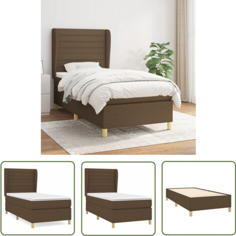 The Living Store Boxspringbett mit Matratze Dunkelbraun 100x200 cm Stoff - Boxspringbett - Doppelbett - Bettenrahmen - Lattenrost - Matratze