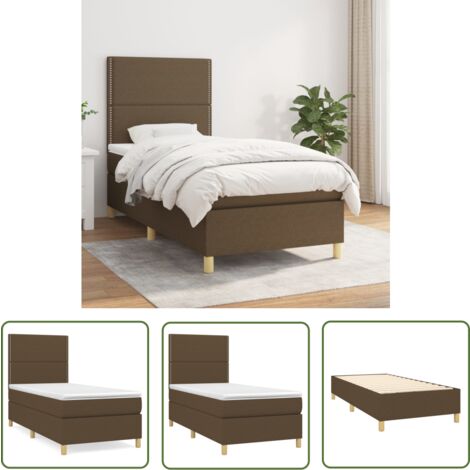 The Living Store Boxspringbett mit Matratze Dunkelbraun 100x200 cm Stoff - Boxspringbett - Doppelbett - Bettenrahmen - Matratze - Schlafsystem
