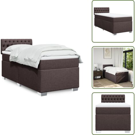 The Living Store Boxspringbett mit Matratze Dunkelbraun 100x200 cm Stoff - Boxspringbett - Doppelbett - Bettsystem - Schlafsofa - Polsterbett