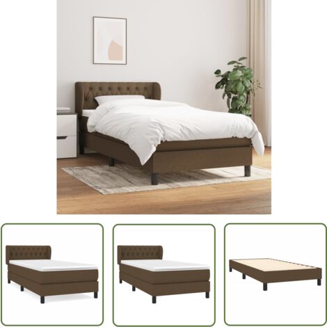 The Living Store Boxspringbett mit Matratze Dunkelbraun 100x200 cm Stoff - Boxspringbett - Doppelbett - Lattenrost - Bettrahmen - Massivholzbette