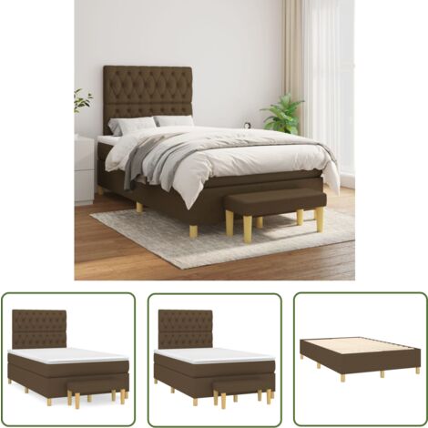The Living Store Boxspringbett mit Matratze Dunkelbraun 120x200 cm Stoff - Boxspringbett - Doppelbett - Bettenrahmen - Bettmatratze - Matratzenauflage