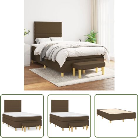 The Living Store Boxspringbett mit Matratze Dunkelbraun 120x200 cm Stoff - Boxspringbett - Doppelbett - Bettenrahmen - Lattenrost - Matratze