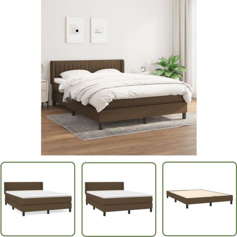The Living Store Boxspringbett mit Matratze Dunkelbraun 140x190 cm Stoff - Boxspringbett - Doppelbett - Betten - Schlafräume - Massivholzbette