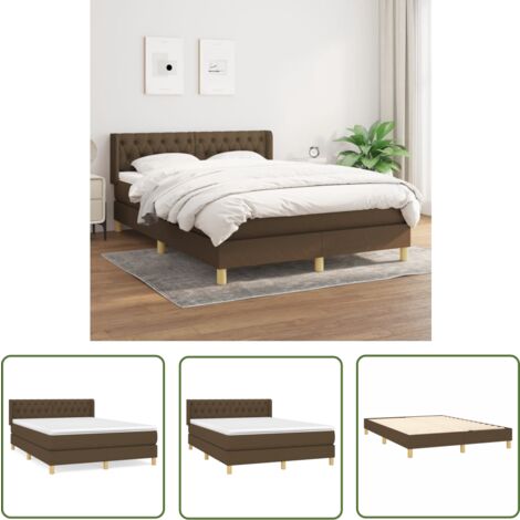 The Living Store Boxspringbett mit Matratze Dunkelbraun 140x190 cm Stoff - Boxspringbett - Doppelbett - Bettrahmen - Lattenrost - Matratze