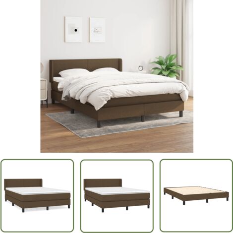 The Living Store Boxspringbett mit Matratze Dunkelbraun 140x190 cm Stoff - Boxspringbett - Doppelbett - Bettrahmen - Lattenrost - Matratze