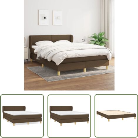 The Living Store Boxspringbett mit Matratze Dunkelbraun 140x200 cm Stoff - Boxspringbett - Doppelbett - Bettenrahmen - Lattenrost - Matratze