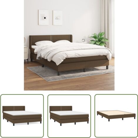 The Living Store Boxspringbett mit Matratze Dunkelbraun 140x200 cm Stoff - Boxspringbett - Doppelbett - Bettenrahmen - Lattenrost - Matratze