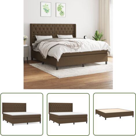 The Living Store Boxspringbett mit Matratze Dunkelbraun 160x200 cm Stoff - Boxspringbett - Doppelbett - Bettenrahmen - Lattenrost - Matratze