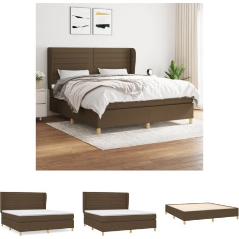 The Living Store Boxspringbett mit Matratze Dunkelbraun 180x200 cm Stoff - Betten & Bettgestelle