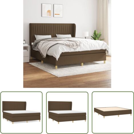 The Living Store Boxspringbett mit Matratze Dunkelbraun 180x200 cm Stoff - Boxspringbett - Doppelbett - Bettenkauf - Schlafsystem - Lattenrost