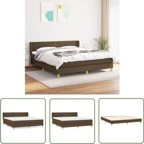 The Living Store Boxspringbett mit Matratze Dunkelbraun 180x200 cm Stoff - Boxspringbett - Doppelbett - Bettenrahmen - Lattenrost - Matratze