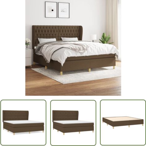 The Living Store Boxspringbett mit Matratze Dunkelbraun 180x200 cm Stoff - Boxspringbett - Doppelbett - Bettenrahmen - Massivholzbette - Lattenrost