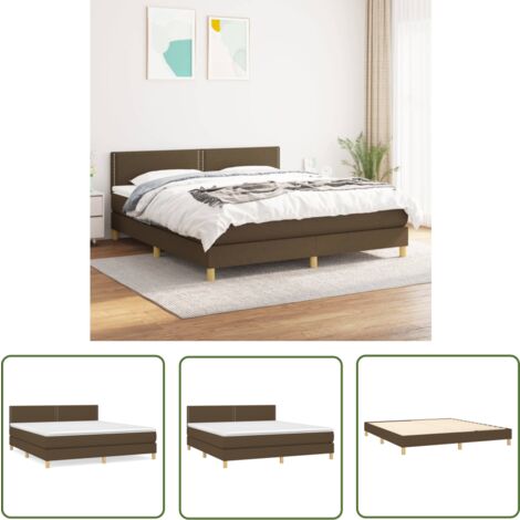 The Living Store Boxspringbett mit Matratze Dunkelbraun 180x200 cm Stoff - Boxspringbett - Doppelbett - Bettenrahmen - Matratze - Schlafsystem