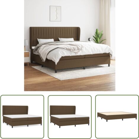 The Living Store Boxspringbett mit Matratze Dunkelbraun 200x200 cm Stoff - Boxspringbett - Doppelbett - Bettenrahmen - Lattenrost - Massivholzbette