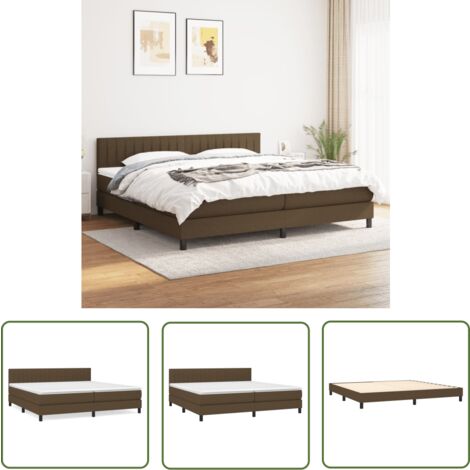The Living Store Boxspringbett mit Matratze Dunkelbraun 200x200 cm Stoff - Boxspringbett - Doppelbett - Bettenrahmen - Schlafsystem - Liegekomfort