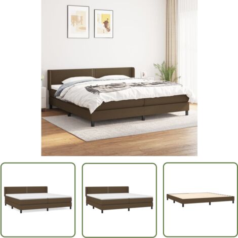 The Living Store Boxspringbett mit Matratze Dunkelbraun 200x200 cm Stoff - Boxspringbett - Doppelbett - Massivholzbette - Betten Mit Kopfteil - Betten Mit Stauraum
