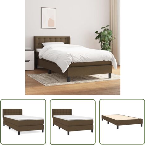 The Living Store Boxspringbett mit Matratze Dunkelbraun 80x200 cm Stoff - Boxspringbett - Doppelbett - Bettenrahmen - Lattenrost - Matratze