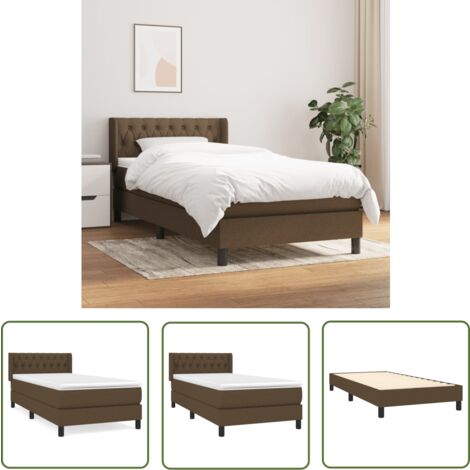 The Living Store Boxspringbett mit Matratze Dunkelbraun 90x200 cm Stoff - Boxspringbett - Doppelbett - Bettenrahmen - Lattenrost - Matratze