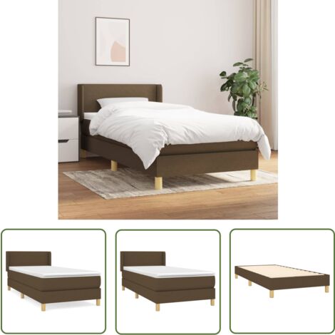 The Living Store Boxspringbett mit Matratze Dunkelbraun 90x200 cm Stoff - Boxspringbett - Doppelbett - Bettenrahmen - Lattenrost - Matratze