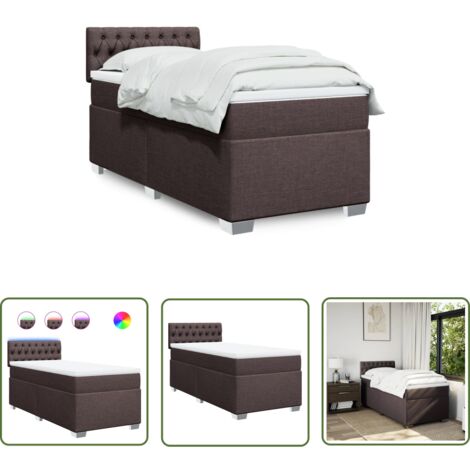 The Living Store Boxspringbett mit Matratze Dunkelbraun 90x200 cm Stoff - Boxspringbett - Doppelbett - Bettenrahmen - Lattenrost - Matratze